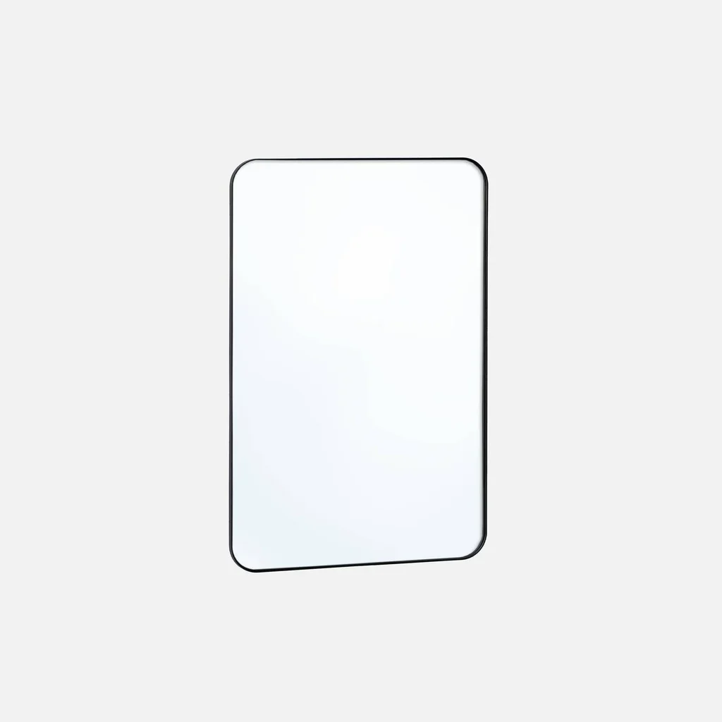 Miroir mural Harold rectangulaire bords arrondis cadre noir mat