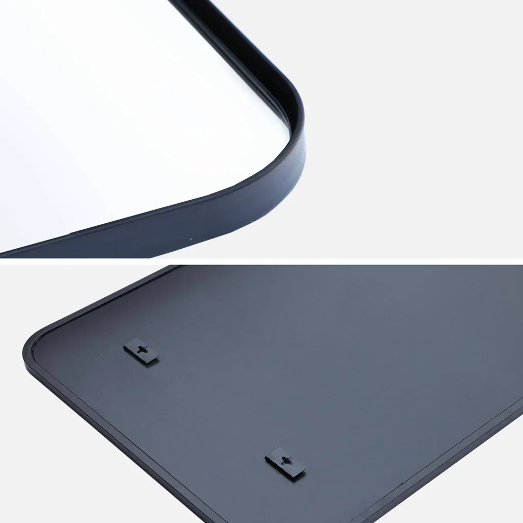 Miroir mural Harold noir mat bords arrondis acier inoxydable