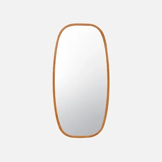 Miroir mural rectangulaire bois hévéa massif cadre arrondi Jamie