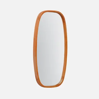 Miroir mural rectangulaire bois hévéa massif cadre arrondi Jamie