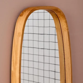 Miroir mural rectangulaire bois hévéa massif cadre arrondi Jamie