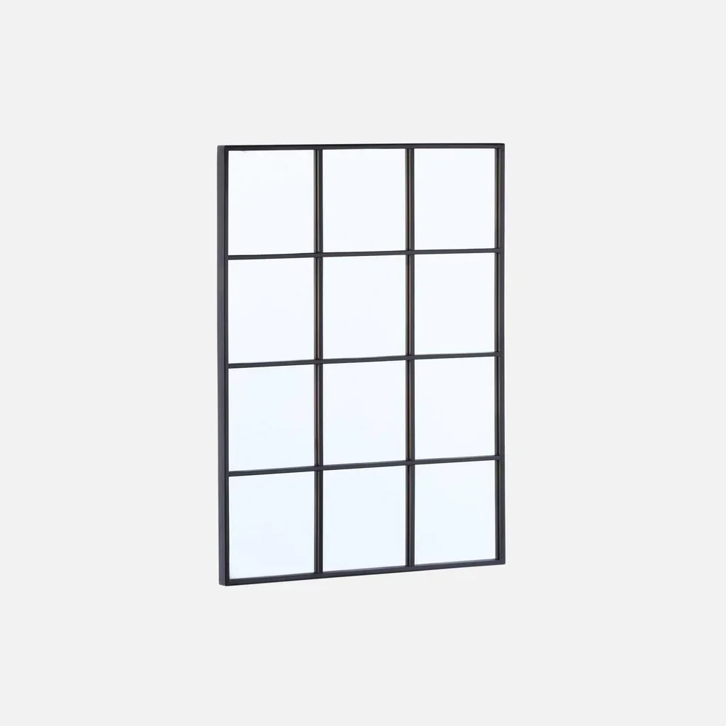 Miroir mural rectangulaire style industriel cadre acier noir mat