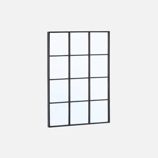 Espejo de pared rectangular estilo industrial marco de acero negro mate