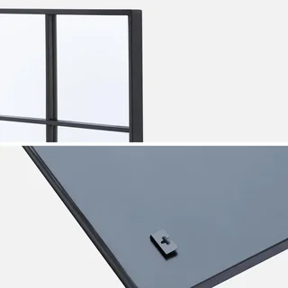 Espejo de pared rectangular estilo industrial marco de acero negro mate