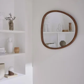 Miroir mural rond bois sapin naturel 75 cm Charlie