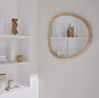 Miroir mural rond bois sapin naturel Ø75 cm Charlie