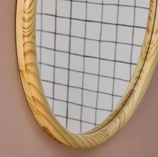 Round Wall Mirror Natural Pine Wood 60 cm Georgia