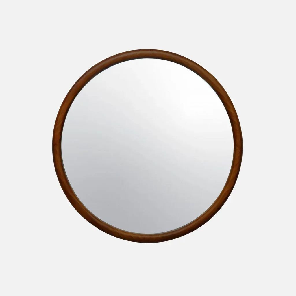 Round wooden pine mirror 60 cm wall-mounted decorative bedroom living room