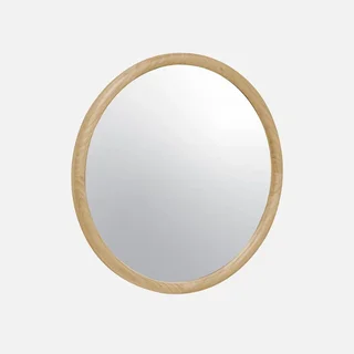 Round Wall Mirror Natural Pine Wood 60 cm Georgia