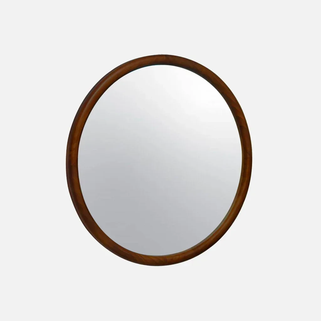 Round wooden pine mirror 60 cm wall-mounted decorative bedroom living room