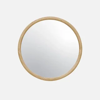 Round Wall Mirror Natural Pine Wood 60 cm Georgia