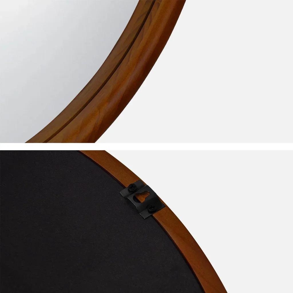Round wooden pine mirror 60 cm wall-mounted decorative bedroom living room