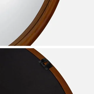 Round wooden pine mirror 60 cm wall-mounted decorative bedroom living room