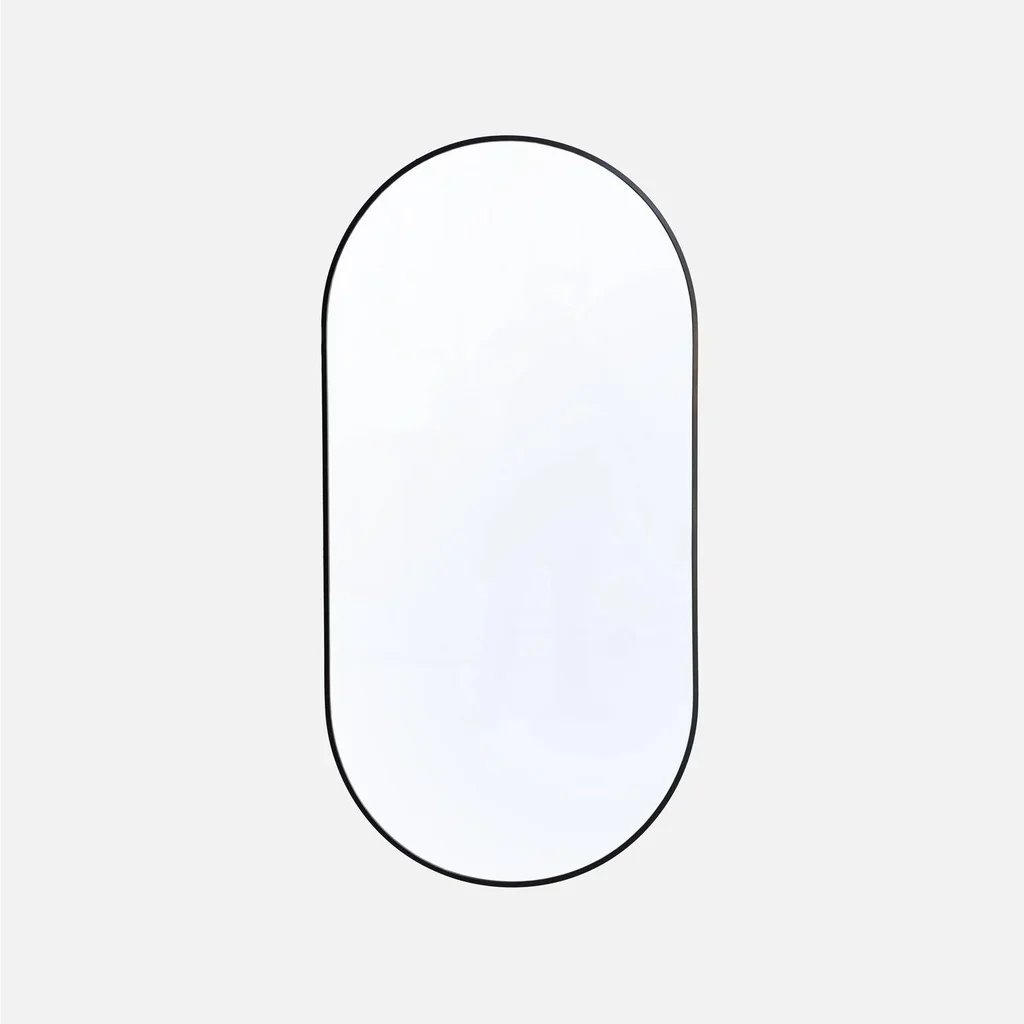 Miroir mural ovale aluminium noir mat 120 cm design moderne Ashley