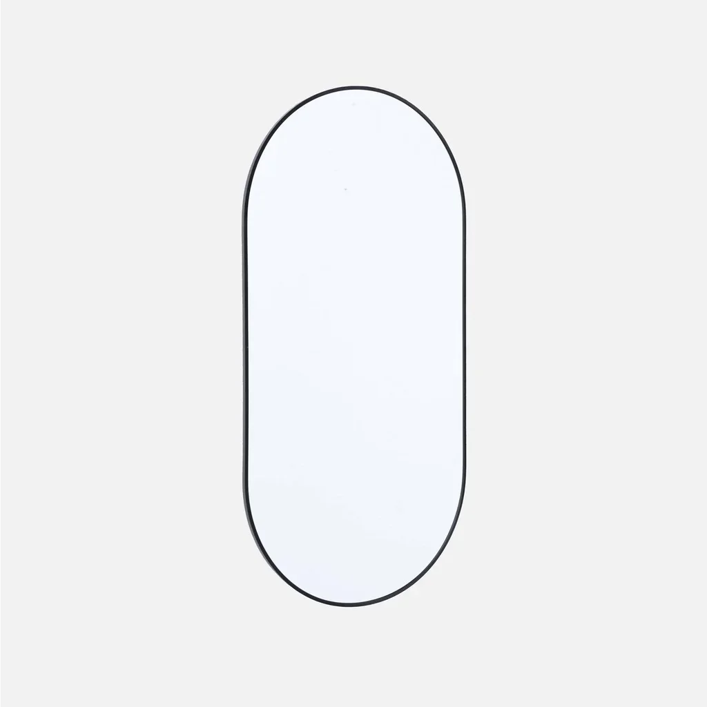 Miroir mural ovale aluminium noir mat 120 cm design moderne Ashley