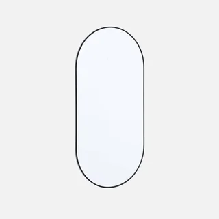 Miroir mural ovale aluminium noir mat 120 cm design moderne Ashley
