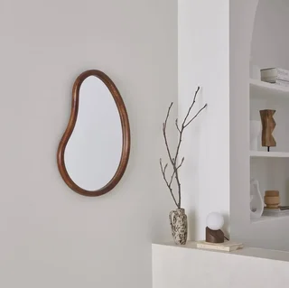 Espejo redondo madera abeto natural 65 cm Jacob entrada dormitorio decoración pared