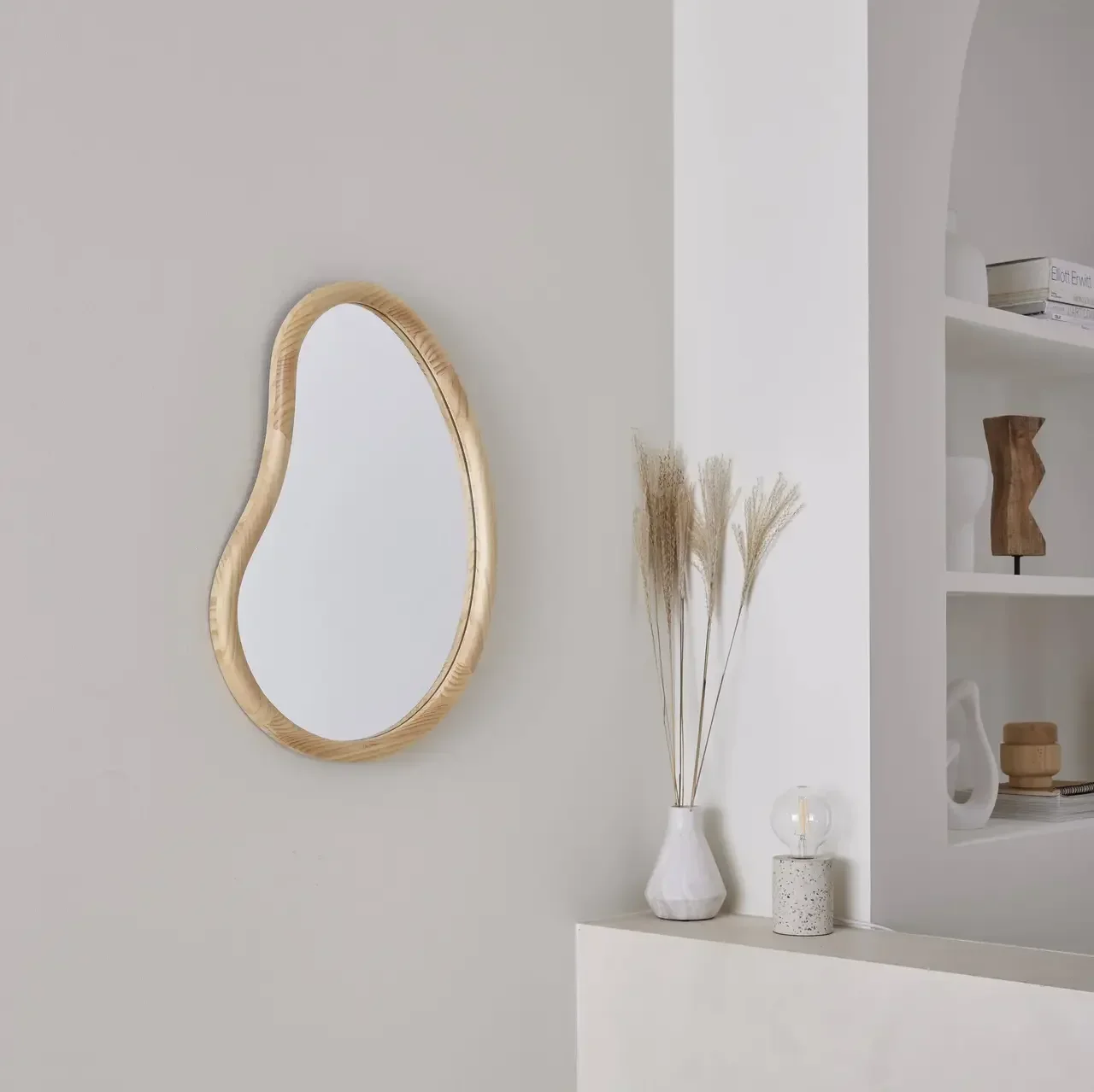 Miroir rond bois sapin naturel Ø65 cm Jacob entrée chambre
