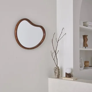 Espejo redondo madera abeto natural 65 cm Jacob entrada dormitorio decoración pared