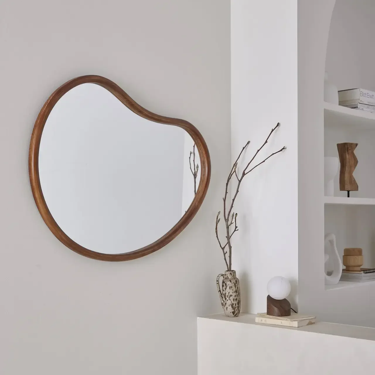 Espejo redondo madera abeto natural 95 cm Jacob entrada dormitorio baño