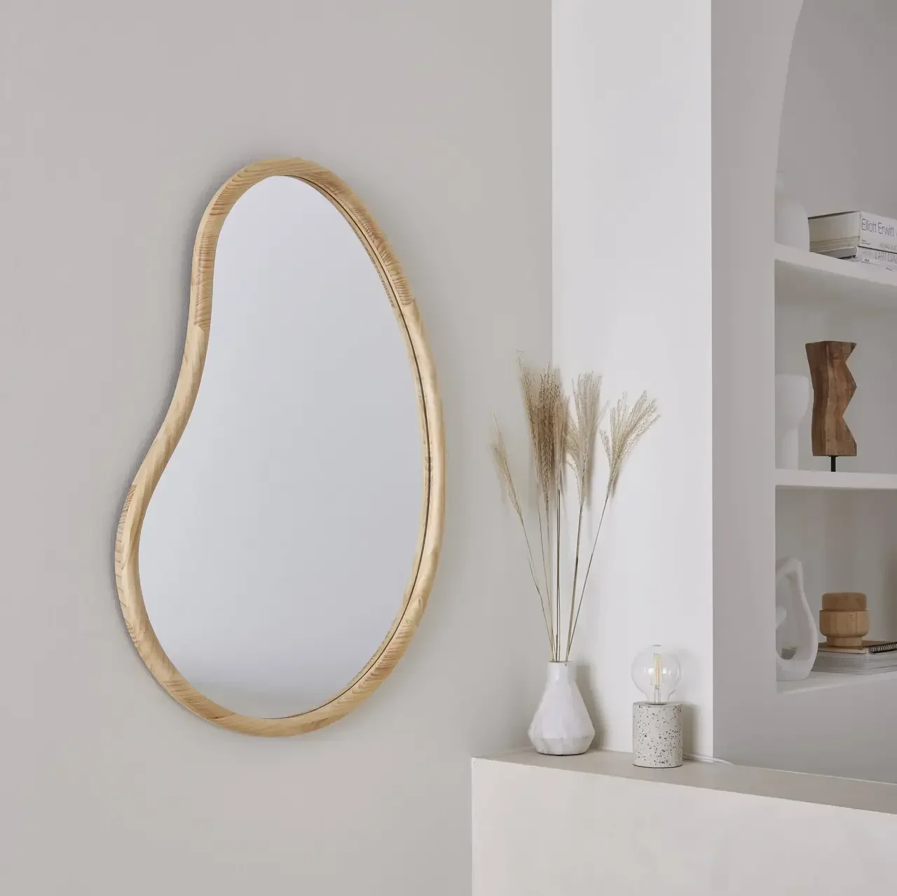 Miroir rond bois sapin naturel 95 cm cadre Jacob entrée chambre