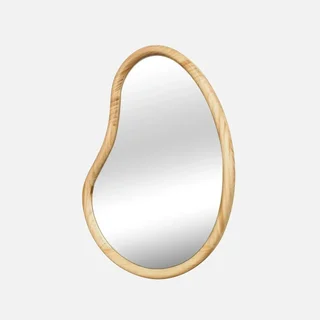 Espejo redondo madera abeto natural 95 cm marco Jacob entrada dormitorio