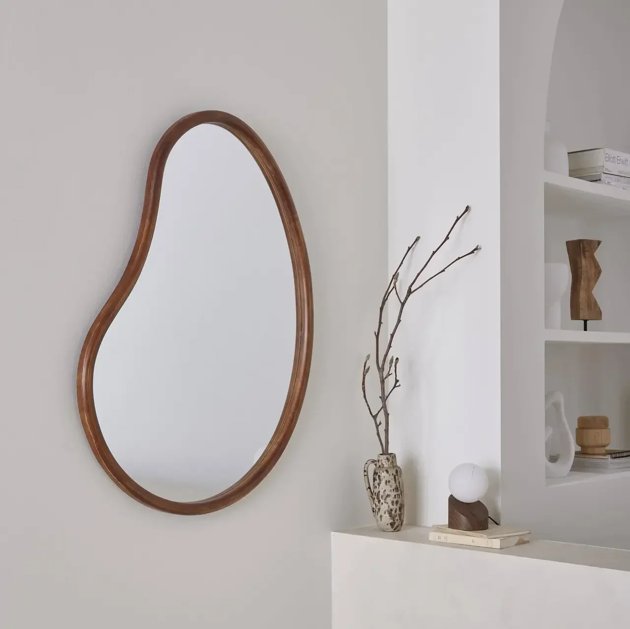 Espejo redondo madera abeto natural 95 cm Jacob entrada dormitorio baño