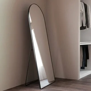 Miroir sur pied aluminium noir mat design arche élégant