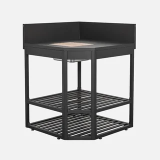 Thira Außenküche Eckmodul Stahl Eiskübel Holz 80cm