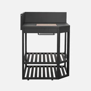 Thira Außenküche Eckmodul Stahl Eiskübel Holz 80cm