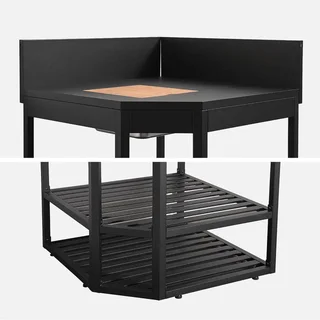 Thira Außenküche Eckmodul Stahl Eiskübel Holz 80cm