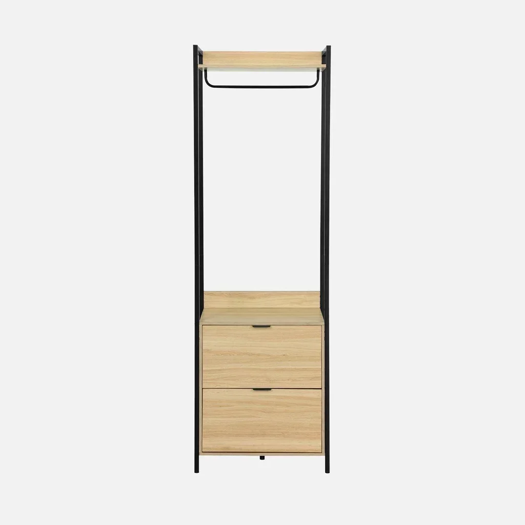 Module armoire penderie bois métal 1 tringle 2 tiroirs étagère rangement Clever