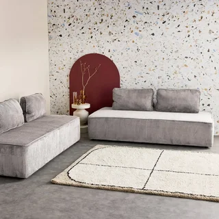 Module chauffeuse 2 places velours côtelé modulable lot de 2