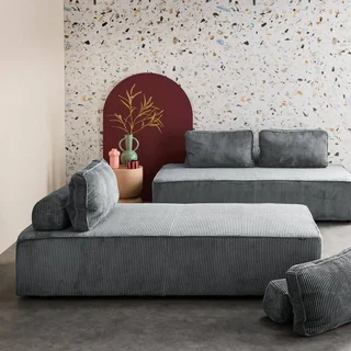 Module canapé 2 places velours côtelé chauffeuse modulable salon