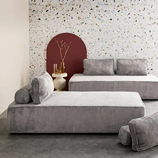Module chauffeuse 2 places velours côtelé modulable lot de 2