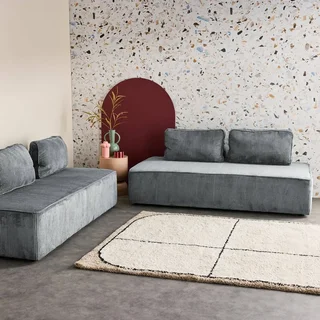 Module canapé 2 places velours côtelé chauffeuse modulable salon