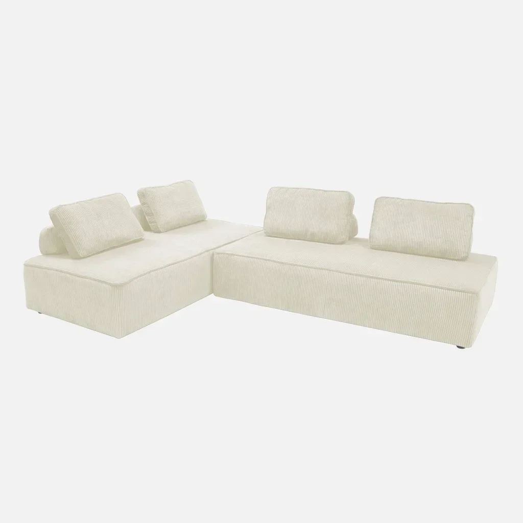 Chauffeuse 2 places velours côtelé modulable - Lot de 2