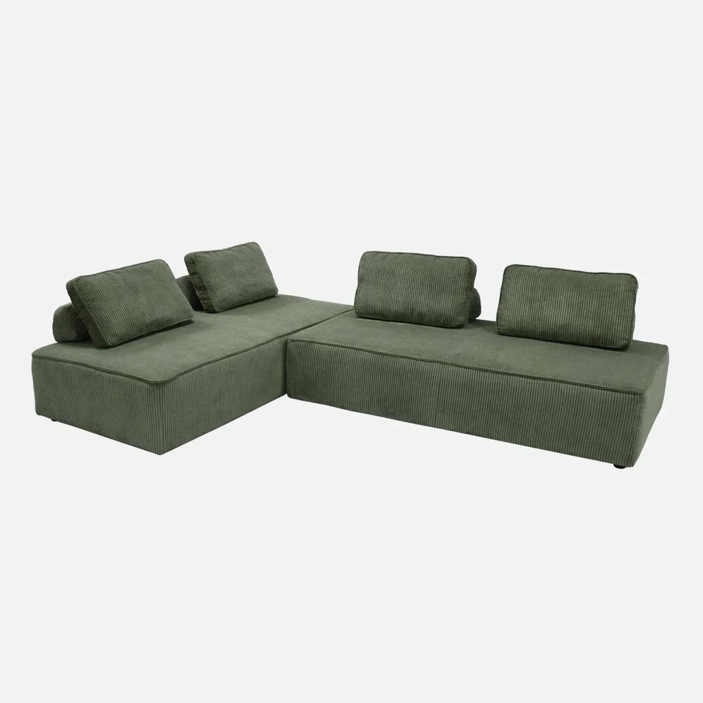Chauffeuse modulable 2 places velours côtelé vintage - Lot de 2