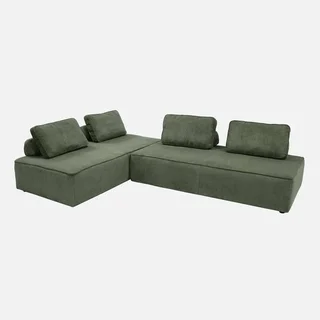 Chauffeuse modulable 2 places velours côtelé vintage - Lot de 2