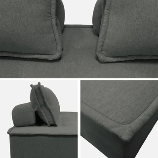 Lot de 2 chauffeuses modulables 2 places tissu capitonné crème