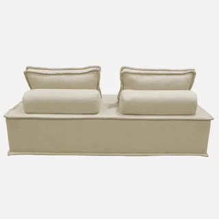 Module chauffeuse 2 places tissu capitonné crème - Lot de 2