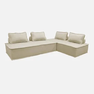 Module chauffeuse 2 places tissu capitonné crème - Lot de 2