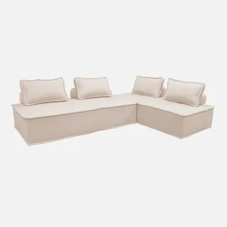 Module chauffeuse 2 places tissu capitonné crème - Lot de 2