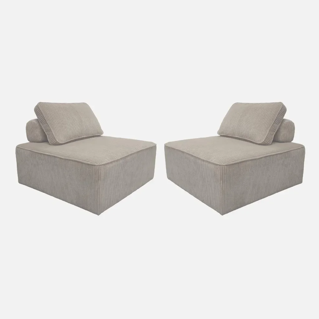 Module chauffant velours côtelé canapé d'angle - Lot 2 chauffeuses Lao