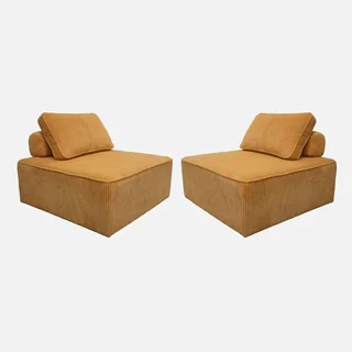 Chauffeuse velours côtelé vintage lot de 2 modulables salon