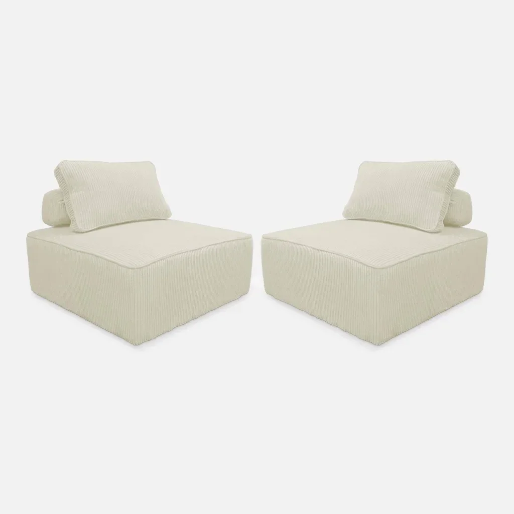 Module chauffant velours côtelé pour canapé d'angle - Lot de 2 chauffeuses modulables