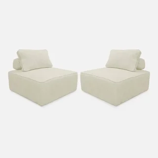 Module chauffant velours côtelé pour canapé d'angle - Lot de 2 chauffeuses modulables