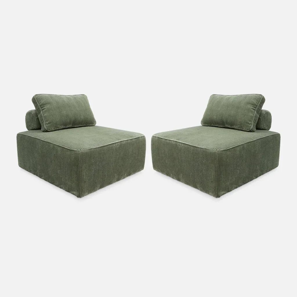 Module chauffant canapé angle velours côtelé lot 2 chauffeuses Lao