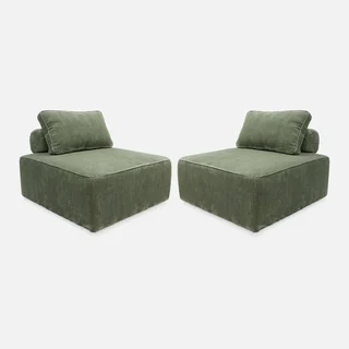 Module chauffant canapé angle velours côtelé lot 2 chauffeuses Lao