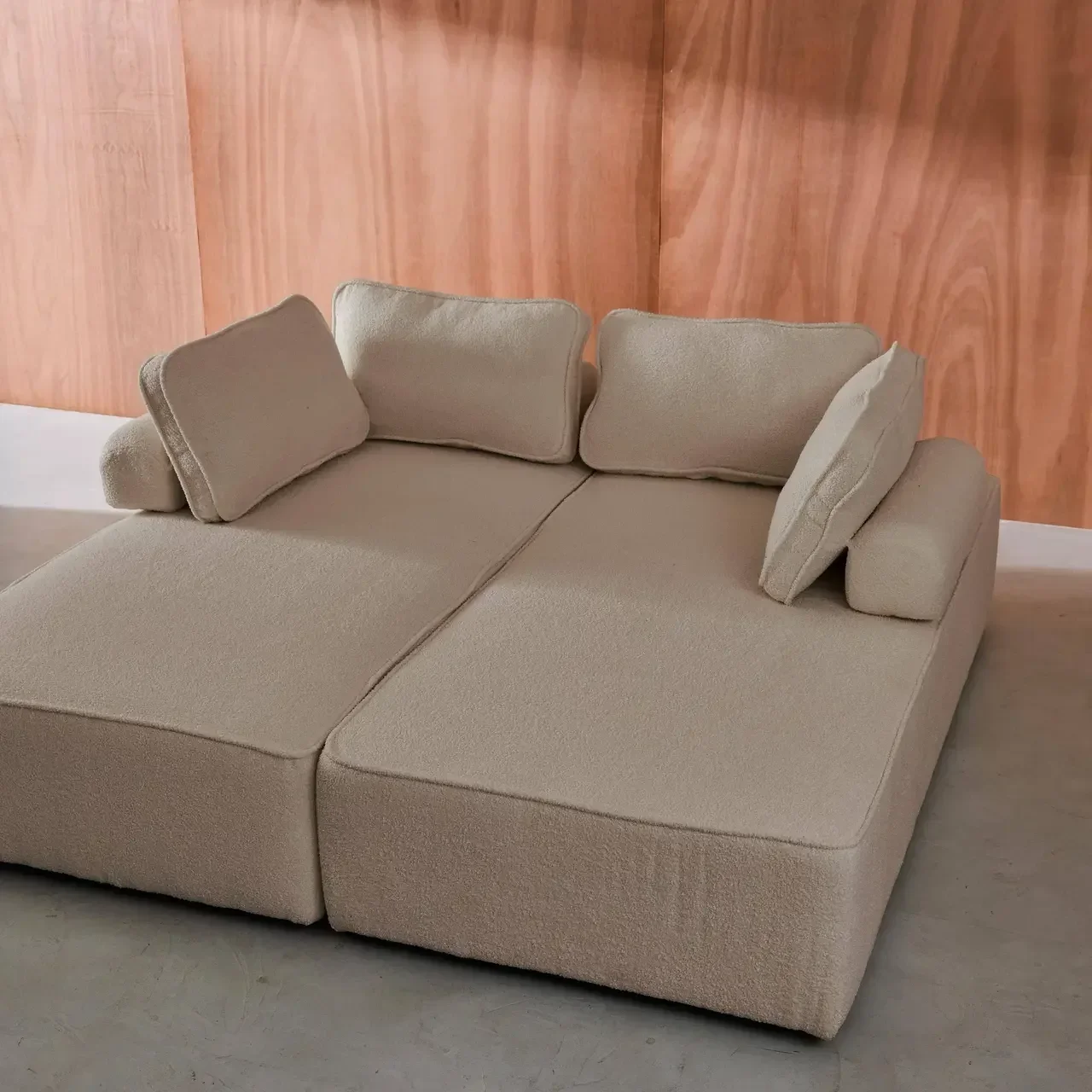 Module chauffeuse 2 places bouclette vintage Bao - Lot de 2 chauffeuses modulaires pour salon